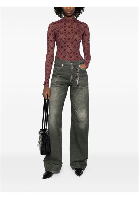 moongram mesh flock ls highneck top woman aubergine MARINE SERRE | WTO388ACJER0005PU70